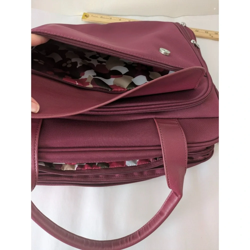 Samantha Brown Laptop Bag & Wallet Set Women OS Burgundy Recycled Fabric Travel